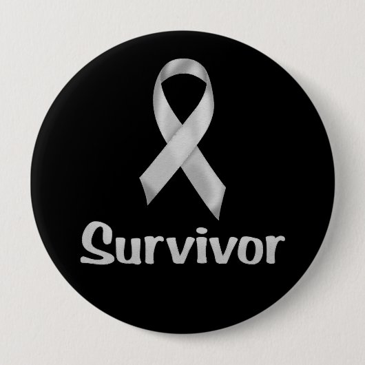 Cancer Survivor Gray Ronde Button 4,0 Cm (Voorkant)