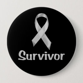 Cancer Survivor Gray Ronde Button 4,0 Cm
