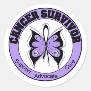 Cancer Survivor Lavender Butterfly Ronde Sticker