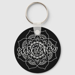 Cancer Survivor Mandala in het wit Sleutelhanger