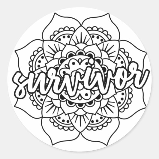 Cancer Survivor Mandala Ronde Sticker (Voorkant)