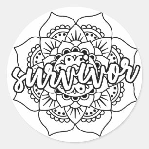Cancer Survivor Mandala Ronde Sticker