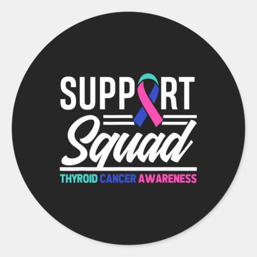 Cancer Warrior Support Squad Schildklierkanker Ronde Sticker (Voorkant)