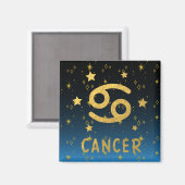 Cancer Zodiac bleu et or aimant (Recto/Verso)