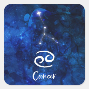 Cancer Zodiac Constellation Blue Galaxy Celestial Vierkante Sticker