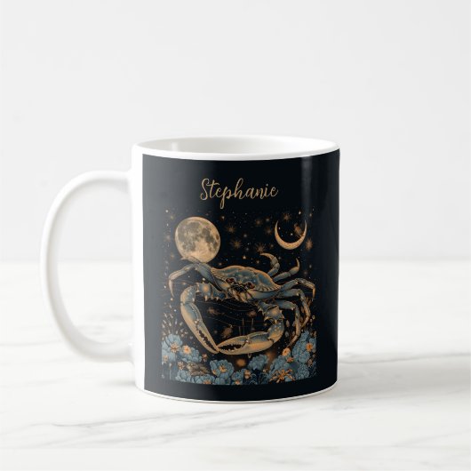 Cancer Zodiac Crabe Horoscope Panneau Café Mug (Gauche)