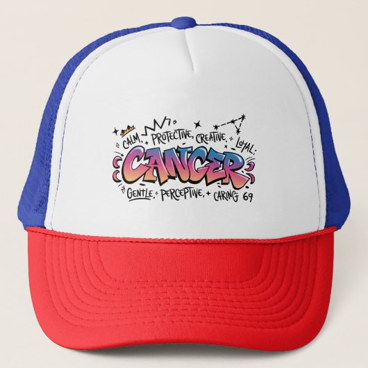 Cancer Zodiac Graffiti  Trucker Pet (Voorkant)