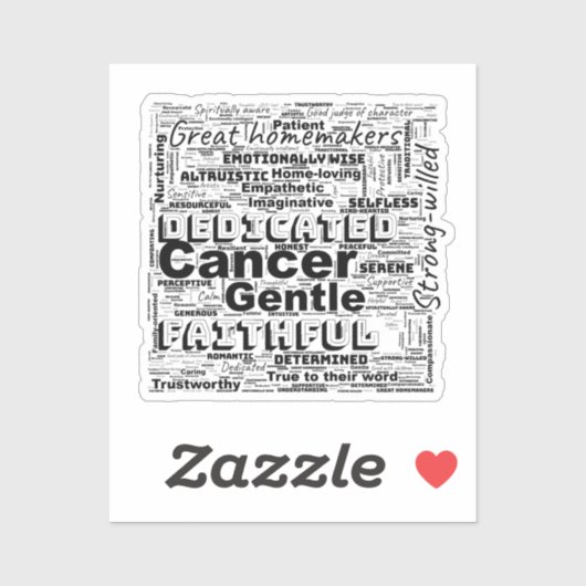 Cancer Zodiac Mot Cloud Inspiration Viynl Sticker (Feuille)