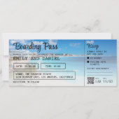Cancun Beach Bestemming Boarding Pass Bruiloft Kaart (Voorkant)