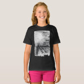 Cancun Beach bewolkt zwart en wit T-shirt (Voorkant volledig)