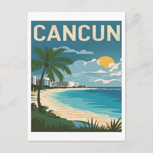 Cancun Beach Mexico Vintage Reizen Briefkaart (Voorkant)