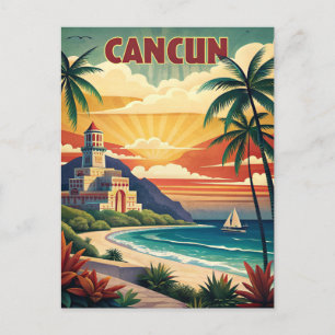 Cancun Beach Mexico Vintage Reizen Briefkaart