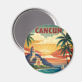 Cancun Beach Mexico Vintage Reizen Magneet (Voorkant / Achterkant)