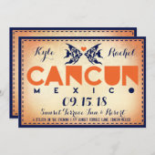 CANCUN Destination Wedding Invitation Kaart (Voorkant / Achterkant)