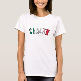 Cancun in Mexicaanse nationale vlagkleuren T-shirt