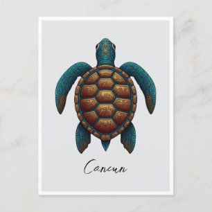 Cancun Maya ontwerp zee schildpad Briefkaart