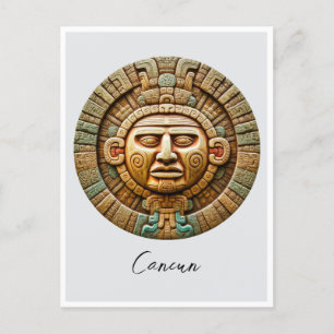 Cancun Maya Sun God Mexico Reizen Briefkaart