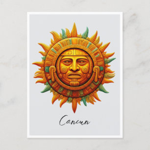 Cancun Maya Sun God Mexico Reizen Briefkaart