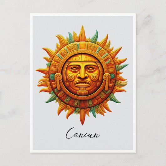 Cancun Maya Sun God Mexico Reizen Briefkaart (Voorkant)