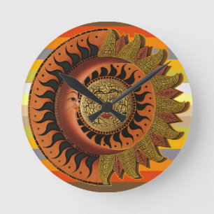Cancun Mayan Moon en Sun Clock Ronde Klok