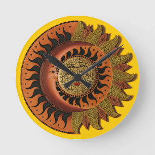 Cancun Mayan Moon en Sun Clock Ronde Klok