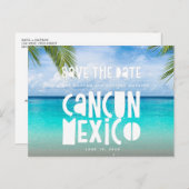 Cancun Mexico Beach Bruiloft Save the Date Aankondigingskaart (Voorkant / Achterkant)