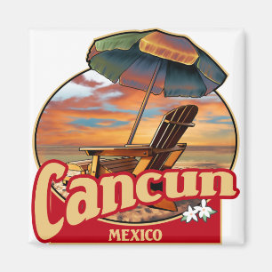 Cancun Mexico Beach Scene Design Magneet