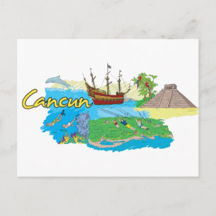 Cancun, Mexico beroemde stad Briefkaart