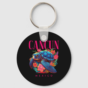 Cancun Mexico Bloemrijke Strand Schildpad Souvenir Sleutelhanger