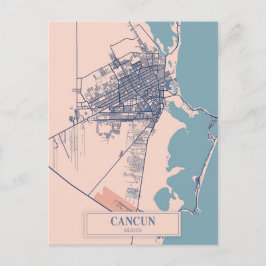 Cancun Mexico Breezy City Map Travel Briefkaart