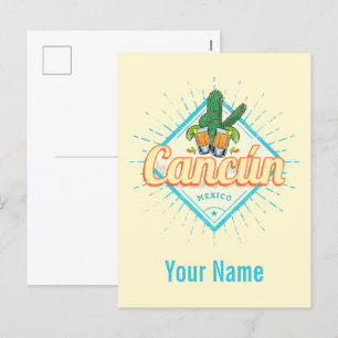Cancun Mexico Dancing Cactus  Tequila Feestdagenkaart
