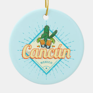 Cancun Mexico Dancing Cactus Tequila Keramisch Ornament