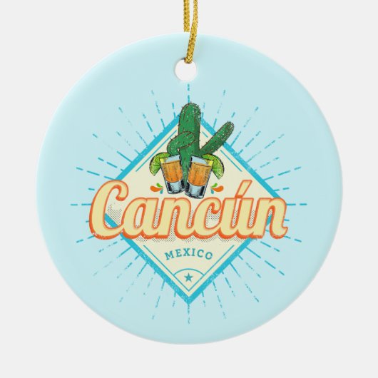 Cancun Mexico Dancing Cactus  Tequila Keramisch Ornament (Voorkant)