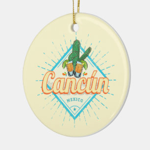 Cancun Mexico Dancing Cactus Tequila Keramisch Ornament