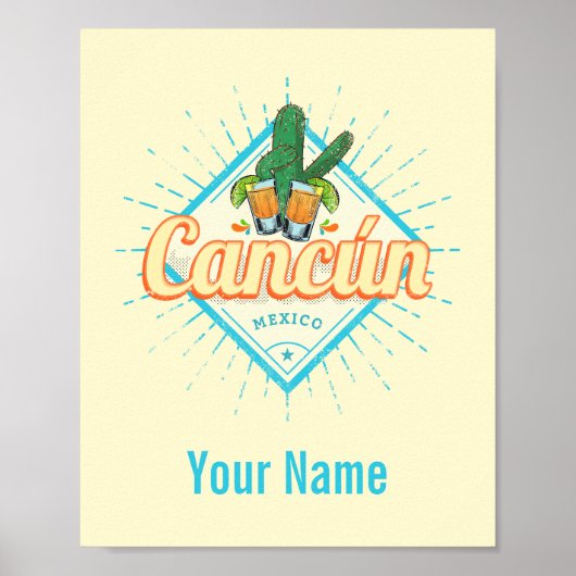 Cancun Mexico Dancing Cactus Tequila Poster (Voorkant)
