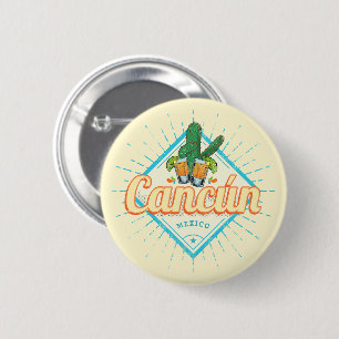 Cancun Mexico Dancing Cactus Tequila Ronde Button 5,7 Cm