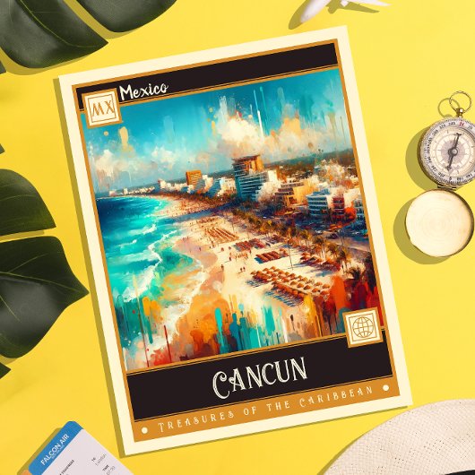 Cancun, Mexico | Klassiek schilderij Briefkaart