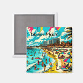 Cancun, Mexico met een Pop Art Vibe Magneet (Voorkant / Achterkant)