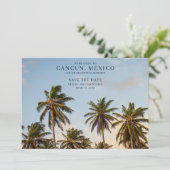 Cancun Mexico Palm Tree Beach Bewaar de data Aankondiging (Staand voorkant)