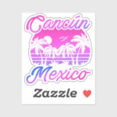 Cancun Mexico Palm Trees Retro Reizen Souvenirs Sticker (Vel)