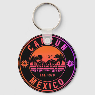 Cancun Mexico Palm Trees Vintage Travel Souvenirs Sleutelhanger