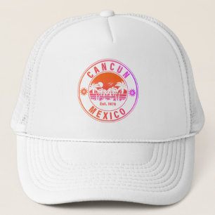 Cancun Mexico Palm Trees Vintage Travel Souvenirs Trucker Pet