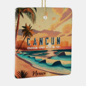 Cancún Mexico Palmboom Zonsondergang reizen Souven Keramisch Ornament (Rechts)