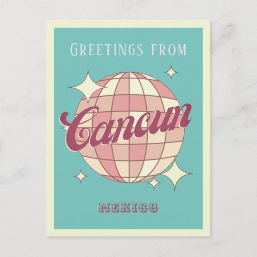 Cancun Mexico Retro  Partij Briefkaart (Voorkant)