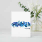 Cancun Mexico Skyline Blue Feestdagenkaart (Staand voorkant)