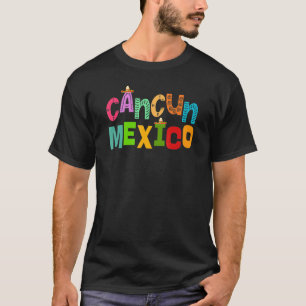 Cancun Mexico Sombrero Colorful Typografie T-shirt