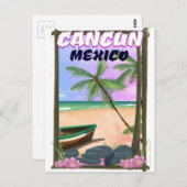 Cancun Mexico strand poster. Briefkaart (Voorkant / Achterkant)