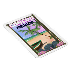 Cancun Mexico strand poster. Magneet