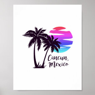 Cancun Mexico Strand Zomer Vakantie Palmboom Zon Poster