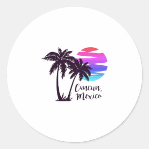 Cancun Mexico Strand Zomer Vakantie Palmboom Zon Ronde Sticker